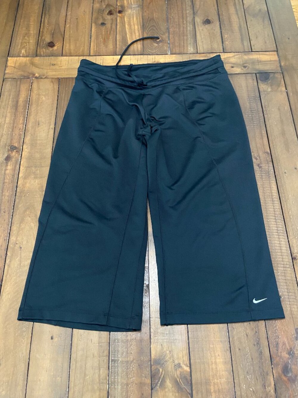 Nike Vintage Fit Dry Cropped Wide Leg Sweatpants Capri Black Womens XL